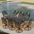 thumbnail image 2 of VIVIJASON 9-Piece Outdoor Patio Furniture Dining Set, All-Weather Cast Aluminum Conversation Set, Include 8 Swivel Dining Chairs and an Oval Table with Umbrella Hole for Lawn Garden Backyard, 2 of 7