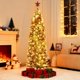 thumbnail image 3 of Holiday decoration: 6 ft flocked pencil pre - lit frosted slim artificial christmas tree con pine cones, 250 tamaño completo warm blanca LED lights, foldable base y fácil montaje, 3 of 8