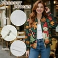 thumbnail image 6 of COEQINE Women's Bomber Jacket Full Zip Loose Fit Blazer Jackets Long Sleeve Cropped Motorcycle Coat Streetwear with Pockets, 2025 Fall Winter Outfits, Medium, Christmas Snowman Gingerbread Man, 6 of 7