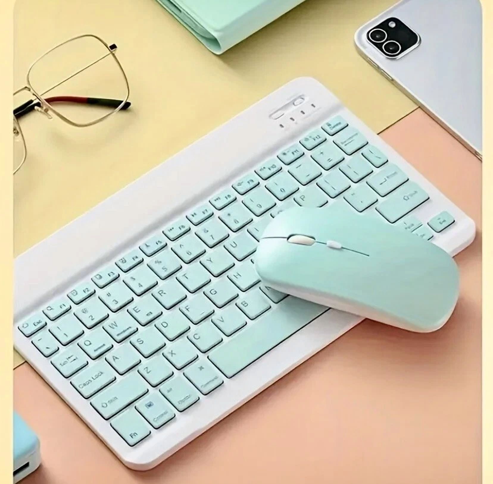 CRESTIN- New! Wireless Bluetooth Mint Green Keys Ultra Slim Sleek Rechargeable Keyboard