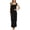 Black, variant on Women's Ruffle Trim Sleeveless Square Neck Maxi Dress, Solid Color Polyester Bodycon Formal Gown for & Wedding Guest, 1pc, S/M/L/XL