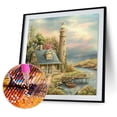 thumbnail image 1 of Kit de pintura de diamante 5D, cabaña de faro, taladro cuadrado completo, diamantes de imitación, arte de pared DIY Likrtyny decoración de arte, 1 of 9