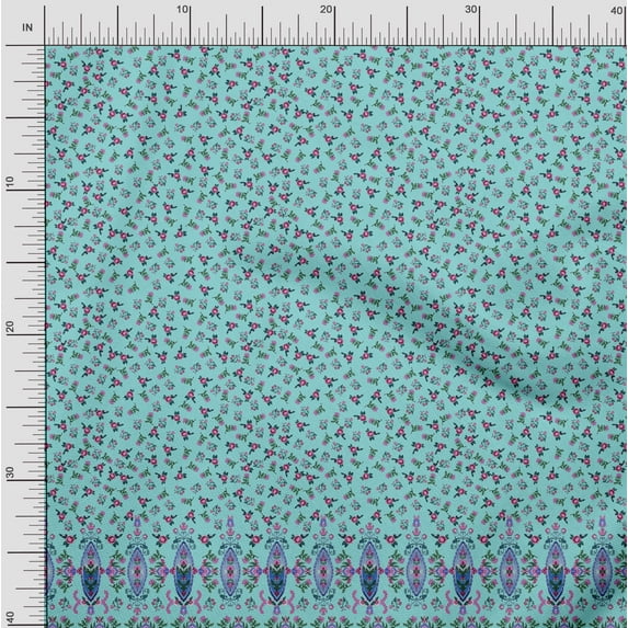 Soimoi Moss Georgette Fabric Floral & Leaves Panel Printed Craft Fabric by The Yard 42 Inch Wide