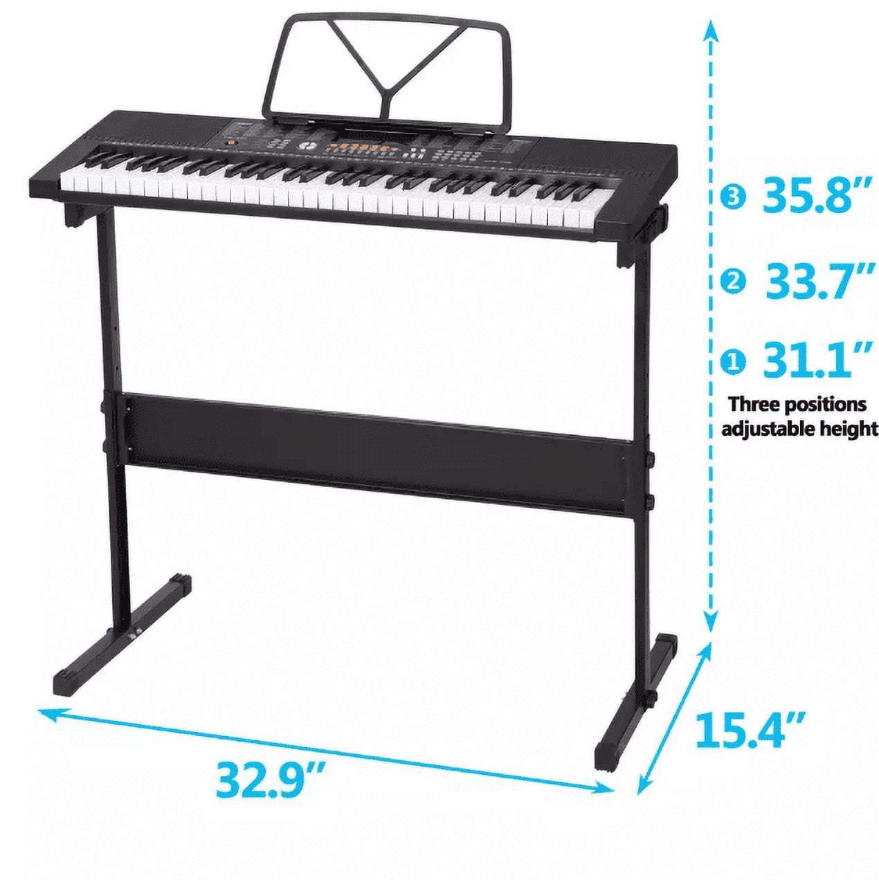 Electric Keyboard Piano Digital 61 Key Music Organ with Microphone Stand & Stool