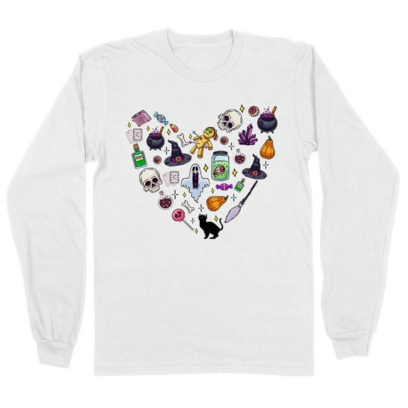 Halloween Heart Long Sleeve Shirt Unisex Large White