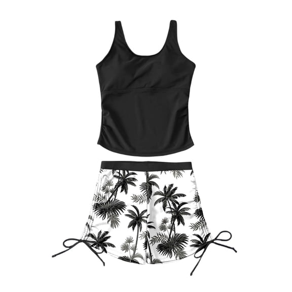 YANGXINX Girl's 2 Piece Swimwear Summer Hawaiian Palm Tree Printed Beach Swimsuits Sleeveless Tank Top and Shorts Sets girl tankini swimsuit