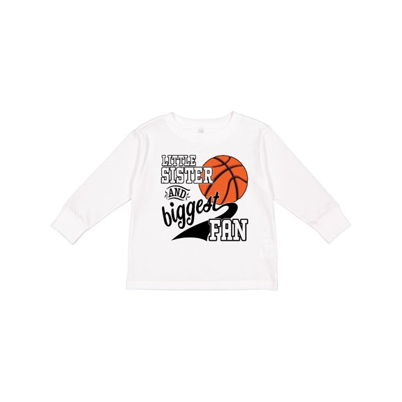 Inktastic Little Sister and Biggest Fan Basketball Player Girls Long Sleeve Toddler T-Shirt