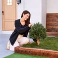 thumbnail image 4 of DR.Planzen Artificial 16 in Topiary Ball Trees, UV Resistant Faux Cedar Plants, Faux Cypress Evergreen Shrub Bush with 10.6in Twist-On Stake - For Front Porch Patio Garden Yard Decor Outdoor Use, 4 of 9