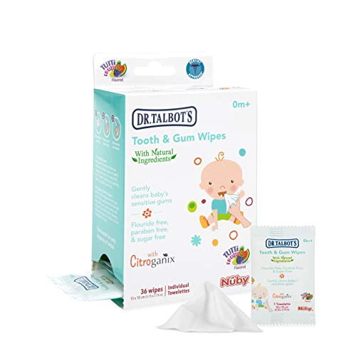Nuby All Natural Baby Tooth and Gum Wipes with Citroganix, 36 Count, Pack of 1