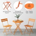 thumbnail image 6 of 3 Piece Patio Bistro Set, Folding Patio Bistro Table and Chairs Set of 2, Outdoor Patio Furniture Set, Metal Structure, No Assembly Need, for Balcony Yard Garden, 6 of 8