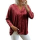 thumbnail image 2 of AUNVITO Women's Sparkly V-Neck Long Sleeve Blouse Loose Fit Plus Size Casual Glamorous Style, 2 of 7