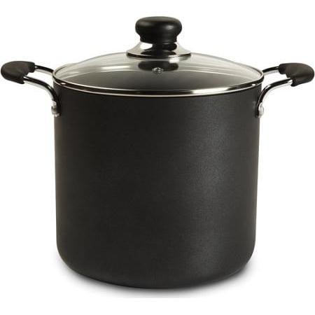 T-fal, Easy Care Nonstick, A90979, Dishwasher Safe Cookware, 8 Qt. Stockpot with Lid, Black