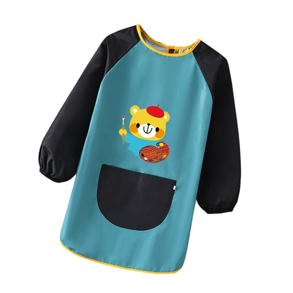 Jesscasday Baby Bib Child's Eating Apron for 3-6Years Old Water and Stain Resistant Simple Two Tone Look