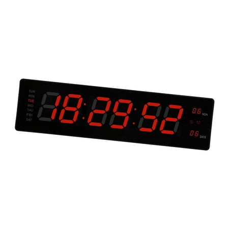 deevoka LED Digital Clock Wall Hanging Alarm Clock Electronic Clock Modern Large Display Red
