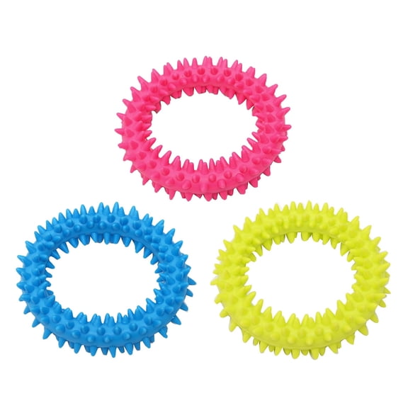 Dog Squeaky Chew Toys, 1Pc Durable Squeaky Chew Toys for Aggressive Chewers, Soft Natural Rubber Dog Toy with Cute Ring Design (3.54 Inches, Random Color)