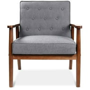 Accent Chair for Living Room, Mid-Century Retro Modern Accent Chair, Fabric Upholstered Wooden Lounge Chair