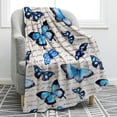 thumbnail image 2 of Manta de franela ligera de lujo, manta cálida y acogedora de mariposa azul, sofá, Camping, viajes, todas las estaciones, 2 of 4