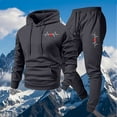 thumbnail image 3 of Ceisia Men's Loose Fit ECG Print Hooded Sweatshirt & Jogger Set - Warm Stretch Casual Two-Piece Tracksuit Gifts, 3 of 5