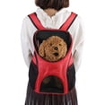 thumbnail image 3 of Mochila portátil para mascotas para perros y gatos con doble hombro de malla transpirable para viajes al aire libre color rojo ANGGREK Otros, 3 of 8