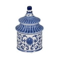 thumbnail image 6 of Chinoiserie Pagoda Scented Candle with Lid for Men and Women - Decorative Small Candle for Outdoor and Indoor Spaces - Accent Display for Living Room, Bedroom, or Bathroom Decor - 8", Blue & White, 6 of 11