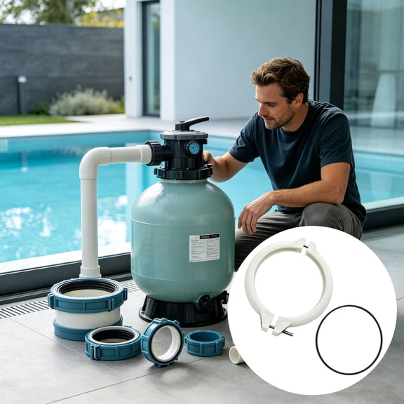Pool Sand Filter Clamp Ring  Heavy Duty Split Pool Pump Clamp with Stainless Steel Screws  Replacement Part for Swimming Pool & Spa Filtration Systems(White)