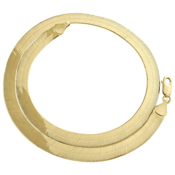 10K Yellow Gold 7.75mm Solid Herringbone Chain High Polished Necklace 16 Inch