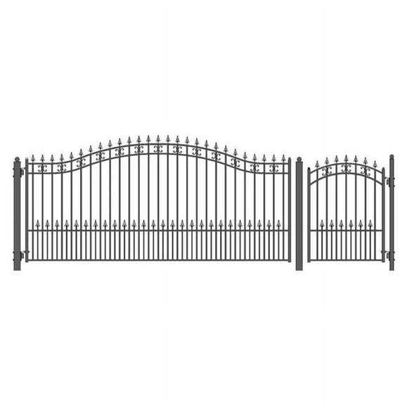 ALEKO SET12X4STPS St. Louis Iron Wrought Single Driveway Combo Gate 12' & Pedestrian Gate - Black