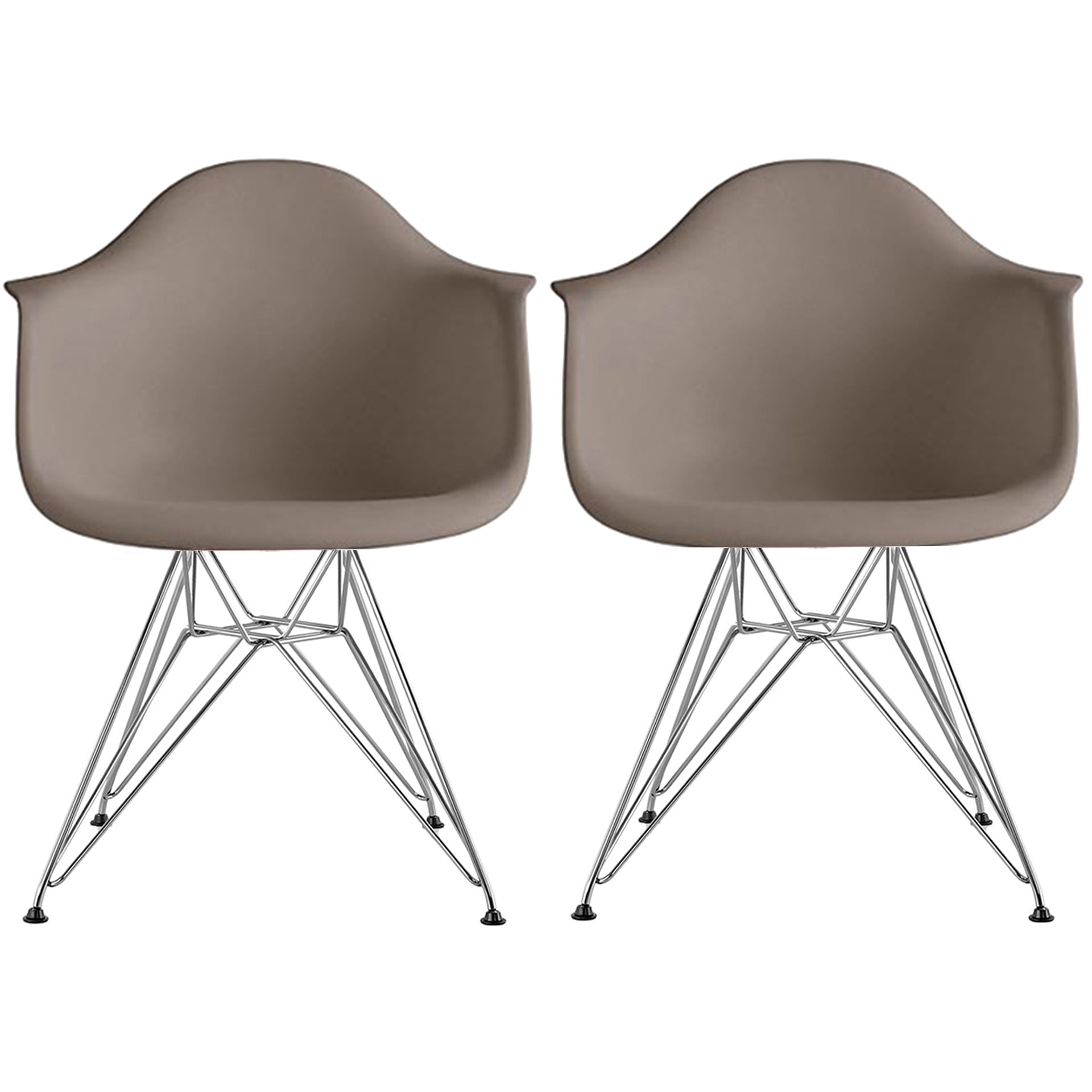 2xhome Set of 2 Gray Mid Century Modern Industrial Plastic Dining