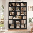 thumbnail image 4 of Hiphuta 76"H x 47"W Wood 6-Tier Standard Bookcase, Tall Bookcase for Bedroom, Freestanding 18 Cubes Display Storage Shelves, Living Room and Office, Black, 4 of 8