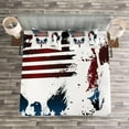 thumbnail image 3 of Ambesonne American Flag Quilted Bedspread Set 3 Pcs, Eagle and Stripe, Queen Size, Navy Maroon, 3 of 3
