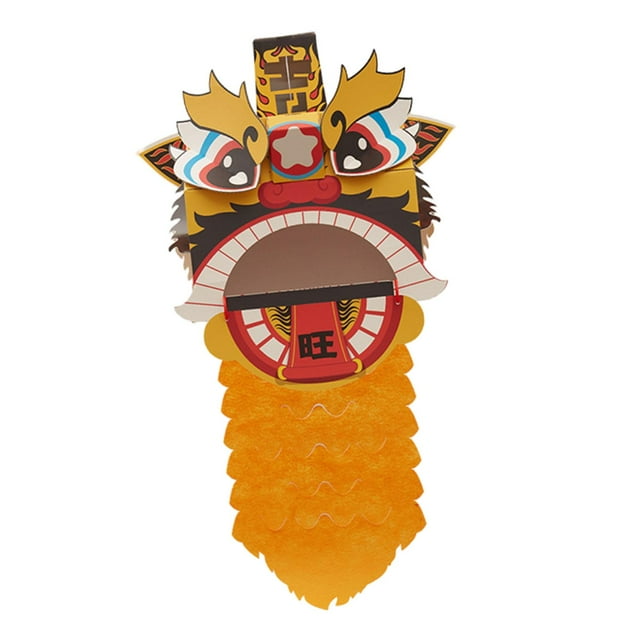 de Manualidades DIY de Danza Del León Del Festival de Primavera Chino, Regalo de Bendición de Danza Del León, Decoración Bonita de año Nuevo Chino , amarillo