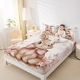 thumbnail image 4 of Feelyou Kawaii Rabbit Twin Sheet Sets, Princess Bowknot Twin Fitted Sheet, Cartoon Bunnies Animal Flat Sheet, Breathable Room Decorative, 3-Piece, 4 of 7