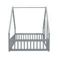 thumbnail image 6 of Full Size Floor Bed for Kids Toddlers, Wooden Montessori Bed Frame with Roof and Fence Guardrails, Playhouse Bed Tent Bed for Boys Girls Bedroom, Easy Assembly, Grey, 6 of 7