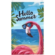 Vibrant Summer Flamingo 4x6 ft Flag Palm Leaves Vertical Banner with Grommets,Welcome Yard Outdoor Indoor Decorations