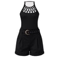 thumbnail image 6 of GILIGEGE 2 Piece Sets for Women Casual Fashion Set Women's Shorts Set Sleeveless Vest Top Suit Shorts Two Set Print Basic Tank Top & Shorts Set with Belt Features: Summer Sets Black Xl, 6 of 6