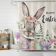 thumbnail image 3 of Bunny Happy Easter Shower Curtain Set with Hooks, Rustic Spring Floral Eggs Waterproof Fabric Bathroom Curtains Decor Home Accessories,72X 96 Inch Extra Long, 3 of 9