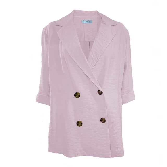 Saco George para Dama, Largo con Botones Rosa Talla EG