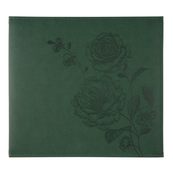 Recollections Scrapbook Album, Embossed Faux Leather Rose Post Bound, Green, 12" x 12", 10 Sheets, 1-Pack