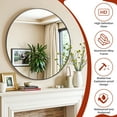 thumbnail image 3 of Blorly Wall Mirror, 30 inch Round Circle Vanity Mirror for Living Room, Bedroom, Rustic, Black Metal Frame, 3 of 10