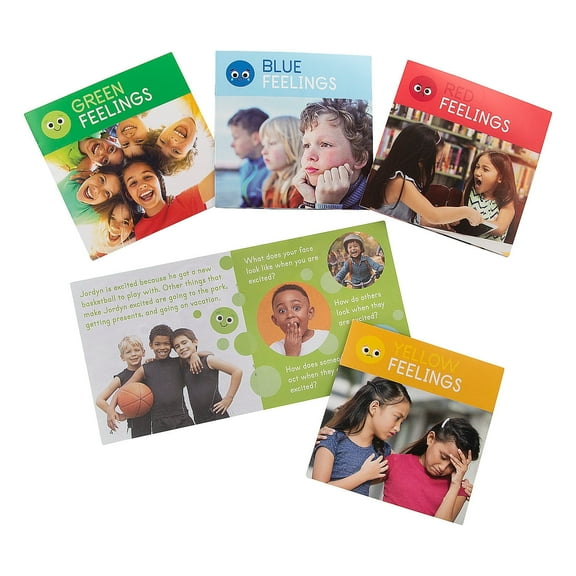 Fun Express 5" x 5" Social Emotional Learning Feelings Educational Paper Readers - 4 Pieces