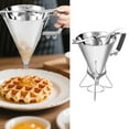 thumbnail image 3 of Qenwkxz Pancake Batter Dispenser with Stand Stainless Steel Funnel Cake Dispenser Practical Batter Cake Funnel with 3 Nozzles Easy to Use for Pancakes Cupcakes, 3 of 11