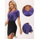 thumbnail image 2 of Camiseta casual Allegra K de manga corta con cuello en V de terciopelo para mujer Púrpura M, 2 of 5