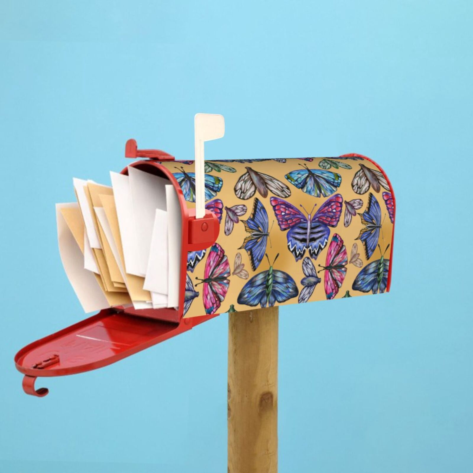 Logiee Butterfly 3 Print Post Letter Box Wrap Decor, Mailbox Cover Suitable for Standard Mailbox and Large Size Mailbox,Outdoor Yard Decoration-25.5x21 in