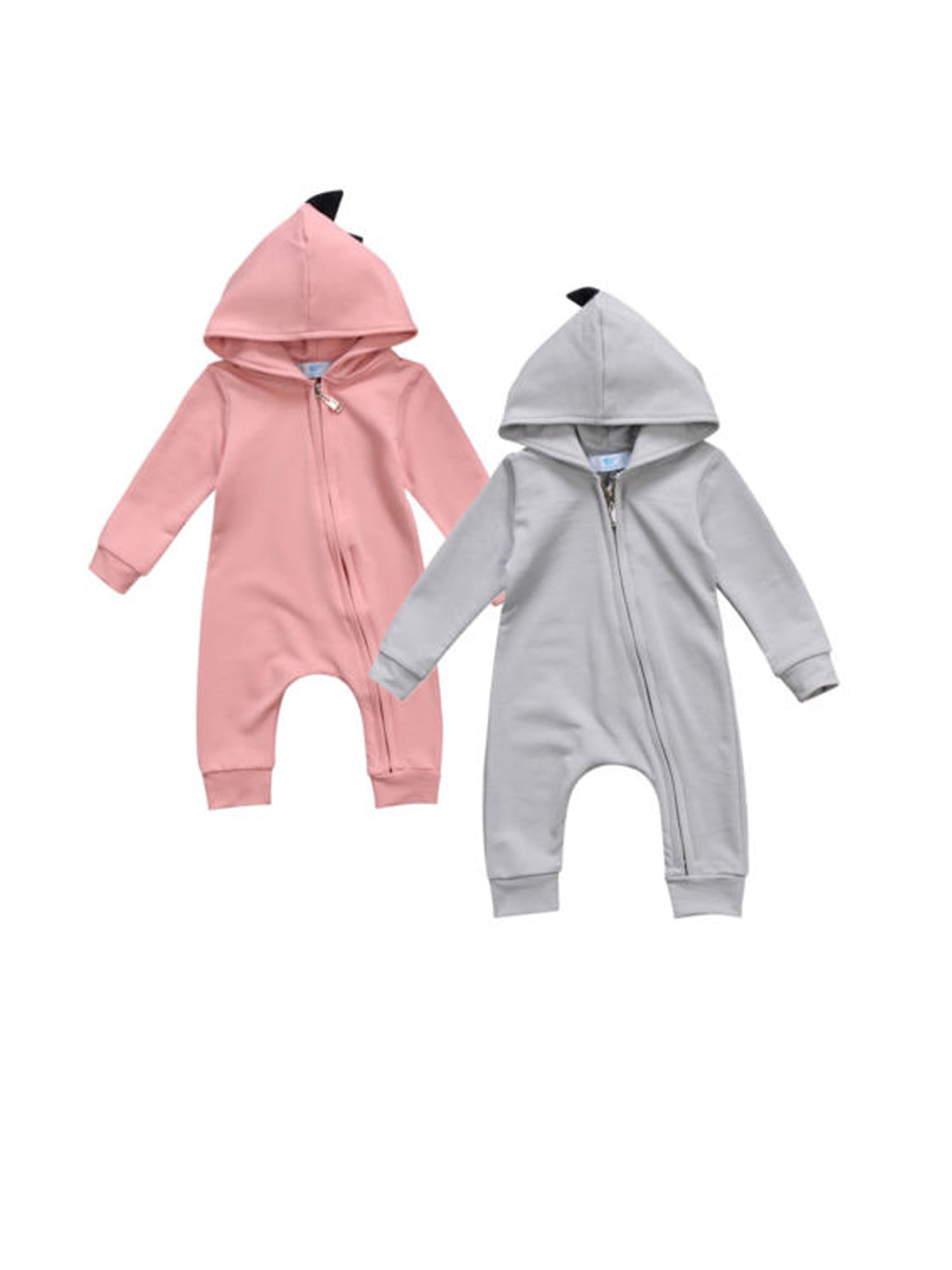 Newborn Infant Baby Boy Girl Dinosaur Hooded Romper Jumpsuit Clothes Outfit New 
