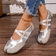 thumbnail image 5 of gzxflxpge Women Retro Spliced Ballet Flat Shoes, Split Toe Design with Crisscross Elastic Strap, Soft Lightweight Slip‑On Casual Walking Footwear Light Gray 7.5（CN-39）, 5 of 8