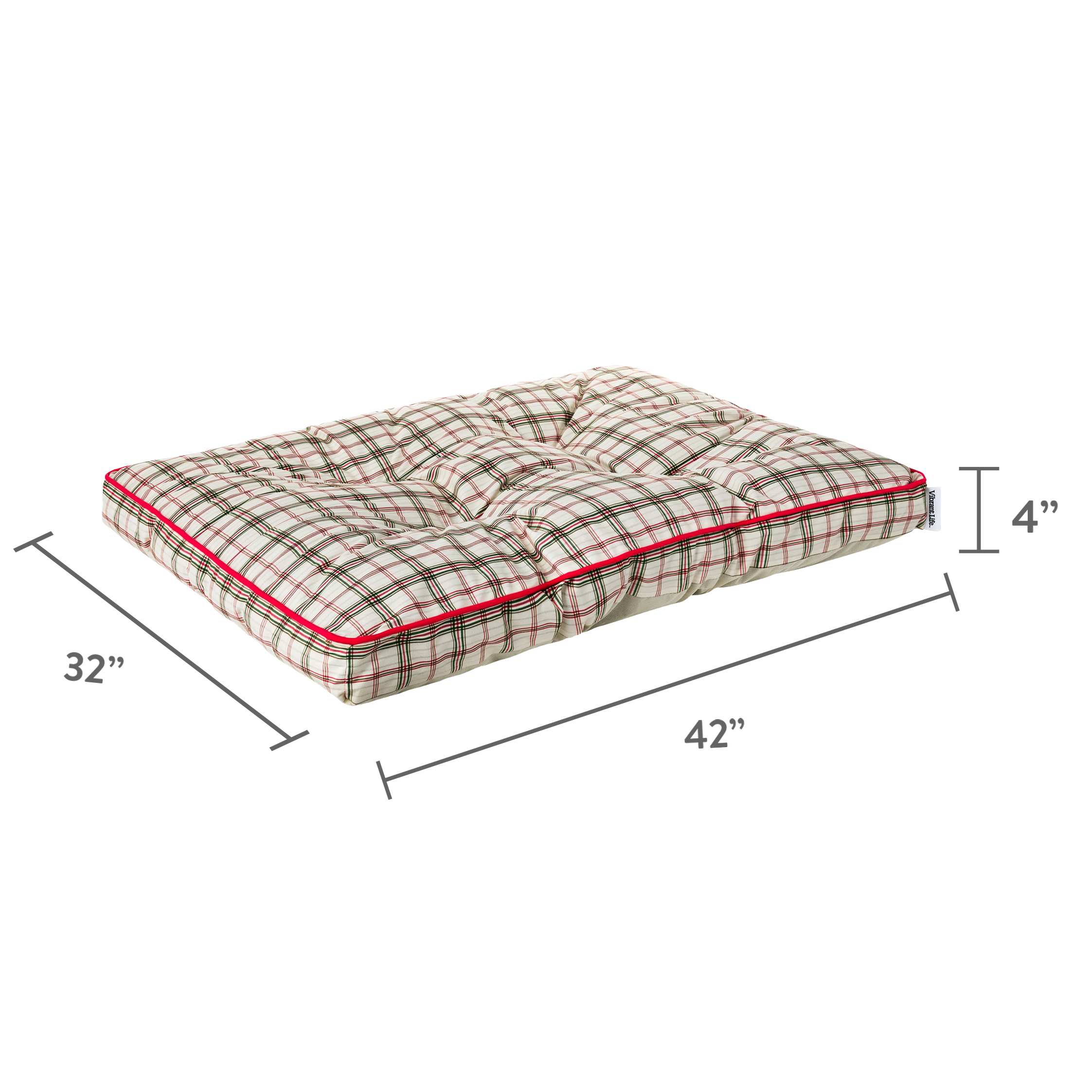 Vibrant Life Holiday Large Deluxe Gusset Pillow Pet Bed, Powell Plaid, 42" x 32" photo 5