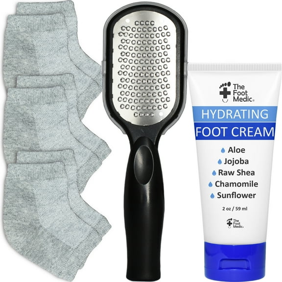 Cracked Heel Repair Kit: Moisturizing Socks, Foot Cream & Foot File, Cracked Heel Treatment, Heel Socks, Silicone Toeless Socks, Spa Gel Socks for Dry Cracked Feet Women, Pedicure Socks