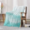 thumbnail image 4 of Throw Blanket Fleece Throw Blanket 40x50in, Teal Gradient Ripple Soft Lightweight Bed Blankets Turquoise Ombre Fuzzy Couch Blankets for All Season, 4 of 9