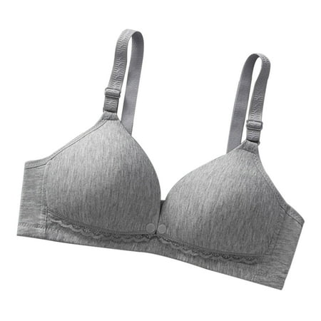 Yyeselk Maternity Nursing Bra for Women Breastfeeding Front Button Padded No Underwire Bra Comfort Push Up Wireless Bralette Full Coverage Breathable Bra Dark Gray XL