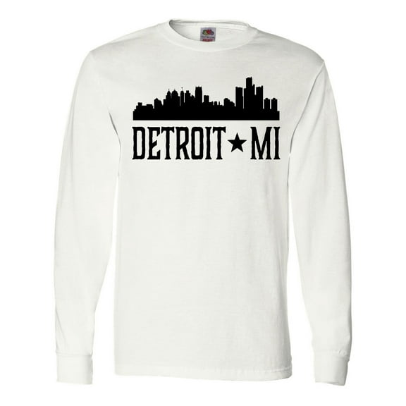 Inktastic Detroit Michigan City Skyline Long Sleeve T-Shirt